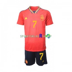 Spania drakt Alvaro Morata 7 Hjemmetrøye Kort erm VM 2022 , Barnesett